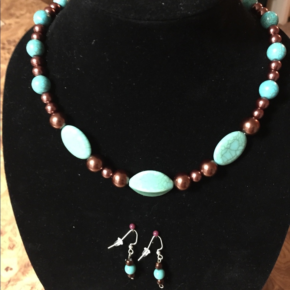 Hand Crafted Beaded Necklace & Earrings